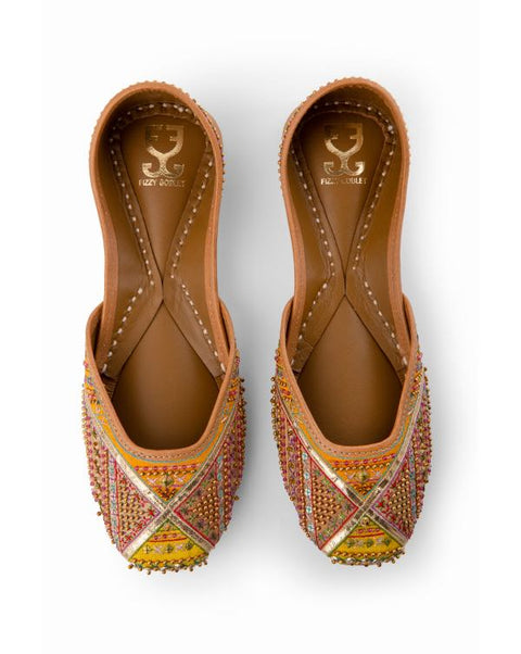 Zardozi embroidery and gota patti  Ethnic Mojaris